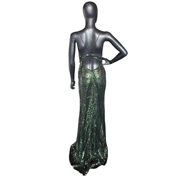 Art Deco Green Sequin Party/Prom Formal Gown - Faviana - Picture 7 of 13